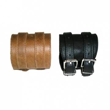 Double Buckle Leather Wristband