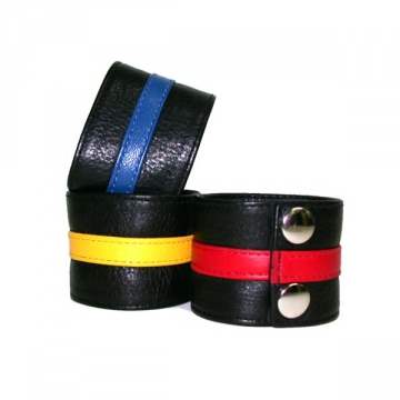 Leather Lined Wristband with Color Stripe