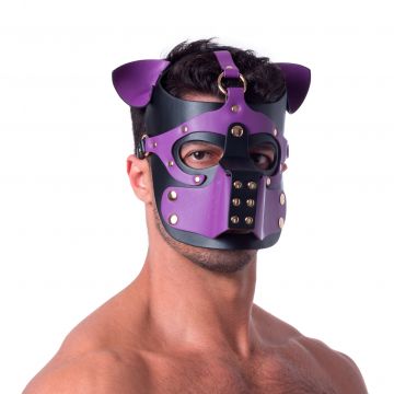 Bondage Pup Hood Black Purple