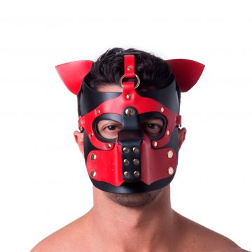 Bondage Pup Hood Black Red