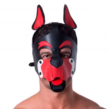 Playful Pup Hood Black Red White