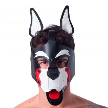 Playful Pup Hood Black White Red